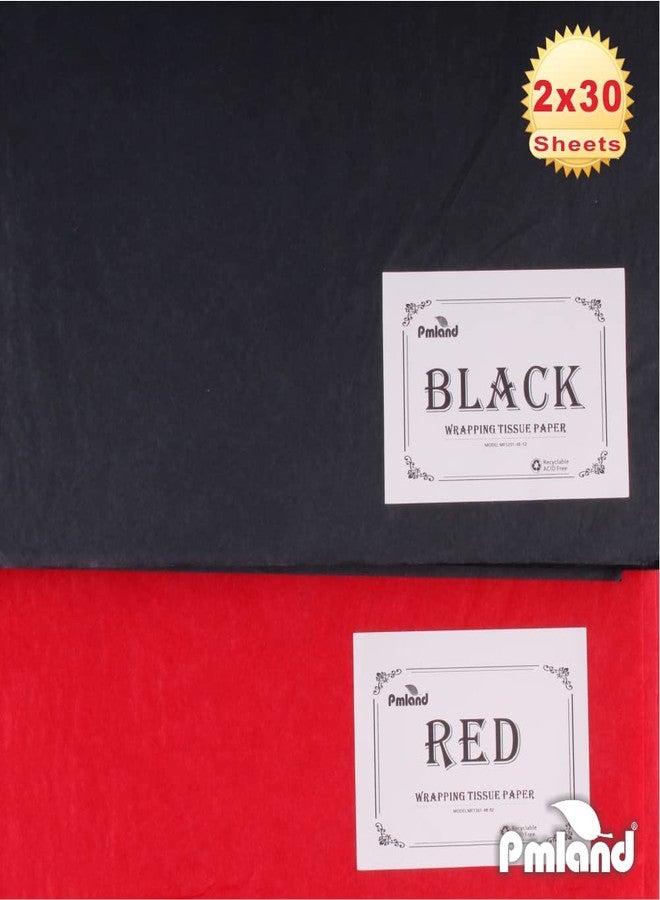 PMLAND Gift Wrapping Tissue Paper - Black and Red - 20 Inches x 26 Inches 60 Sheets - Image 2